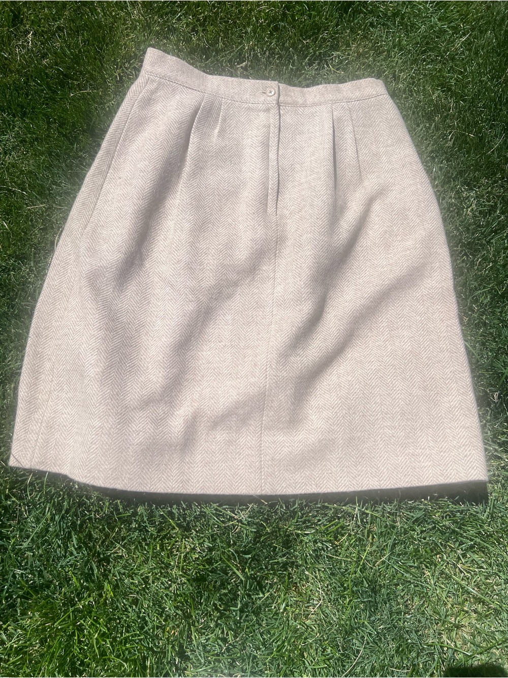 100% wool High-Waist Cream A-Line Skirt